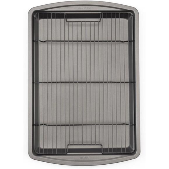 GoodCook 15” x 10.5” Nonstick Carbon Steel Baking Pan & Raised Wire Rack –